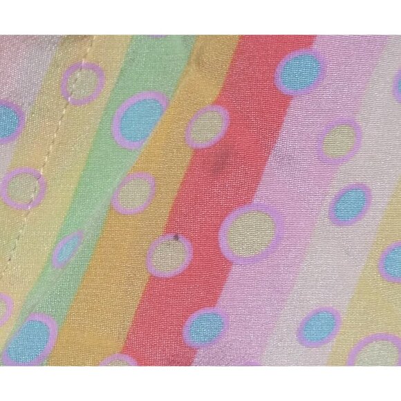 VTG Silk Blouse top Mel & Lisa Sz S Oversized multicolor stripes polka dot Flaw - Picture 7 of 9